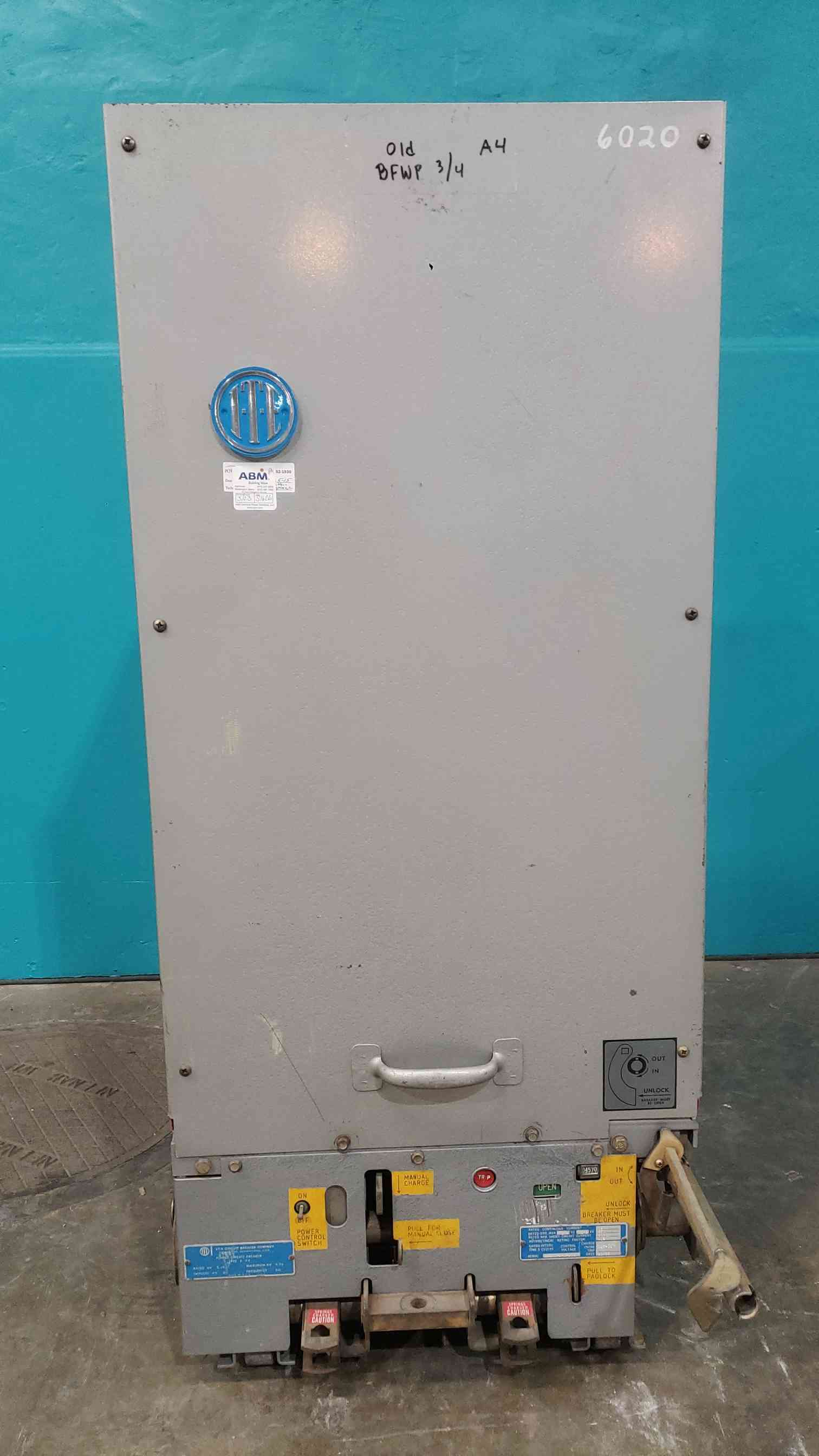 1200 Amps, ITE, 5HK250, 5 KV, 250 MVA, 125 VDC, power circuit breaker, drawout