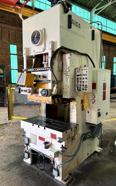 121 Ton, Aida #C1-11, gap frame press, 42" x 20" bed, 4.3" stroke, 50-100 SPM