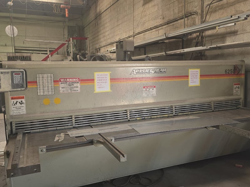 1/4" x 12' Accurshear #625012, hydraulic power squaring shear with programmable back gauge, 20 HP, 2008