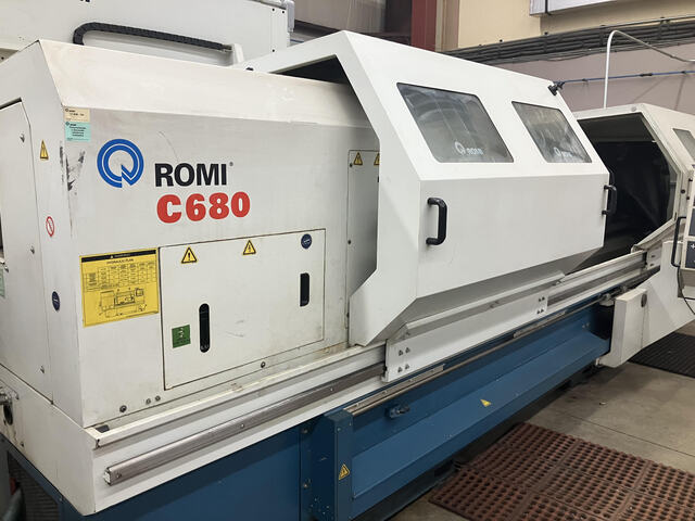 Romi #C-680/3000, CNC Lathe, 26.7" swing, 118" machining length, 53.6 HP, 1800 RPM, 2012
