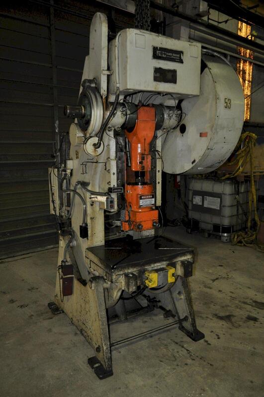 60 Ton, South Bend #60FWAC, OBI flywheel press, 4" stroke, 12.5" Shut Height, 3" adj., 100 SPM, 32" x21" bed