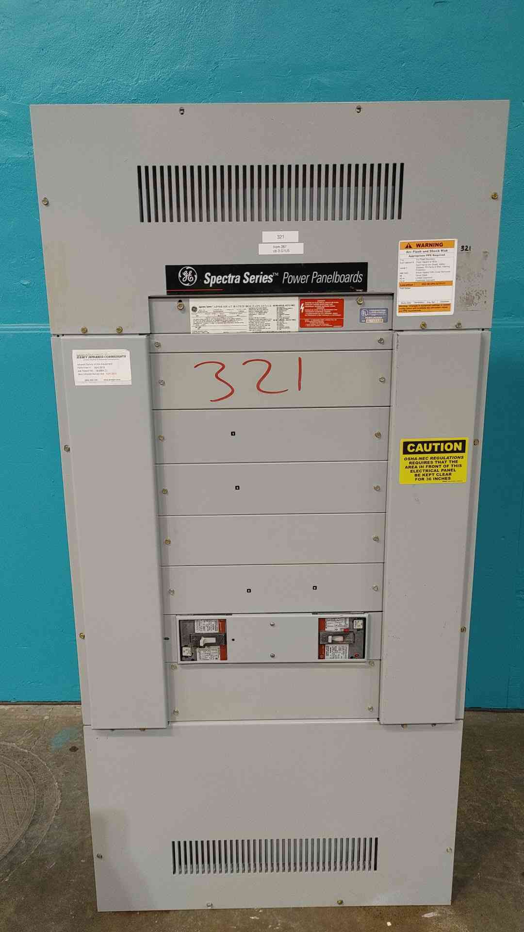 400 Amp. General Electric Spectra Series, Panelboard, 480 Volts, 3PH, 3W, Bottom Feed, (2) 250A 3-Pole