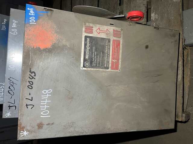 100 Amp. Westinghouse #HFN423, non-fused AC safety switch, 4-pole, 240 Volts, indoor, Unused (2 available)