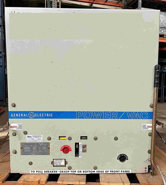 1200 Amps, General Electric Power Vac #VB1-13.8-500-03, vacuum circuit breaker, 15,000 Volts (2 available)