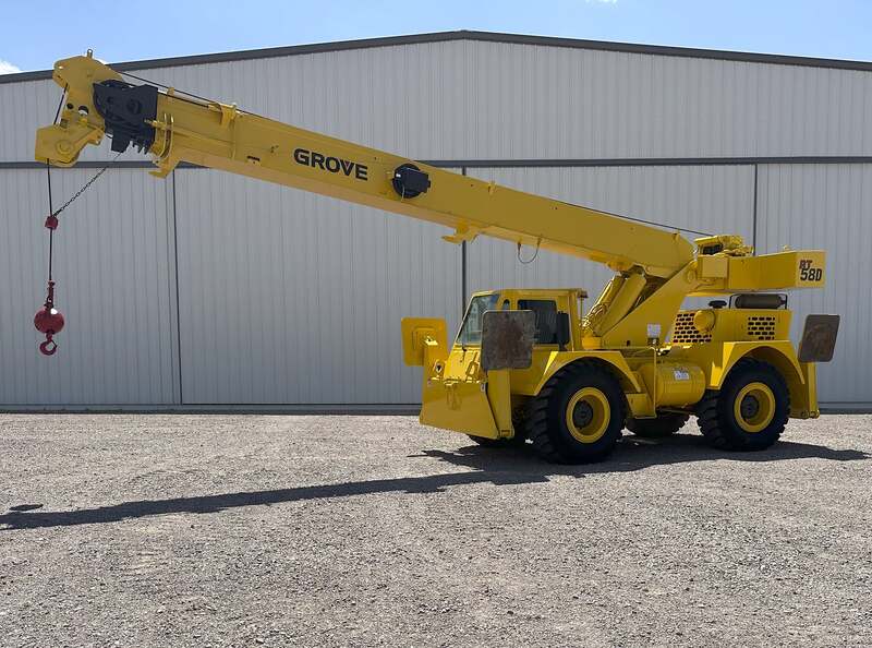 Grove #RT58D, 20 ton rough terrain crane, 60' lift height, 5218 hours, 23' jib, Cummins 6BT 5.9L diesel engine