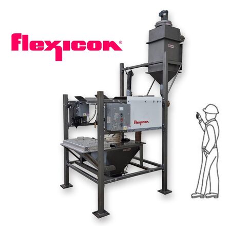 Flexicon, bulk bag unloader discharger frame w/ pulse jet dust collection, 12" flanged discharge, 1/2 HP fan