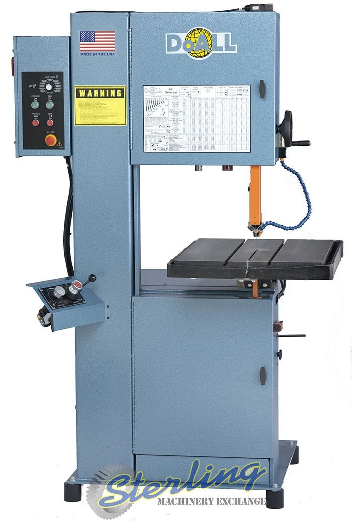20" x 12" DoAll #2012-VH, metal cutting vertical contour, semi-auto, 30-5500 FPM, 20" wheel, 6 FPM, 3 HP