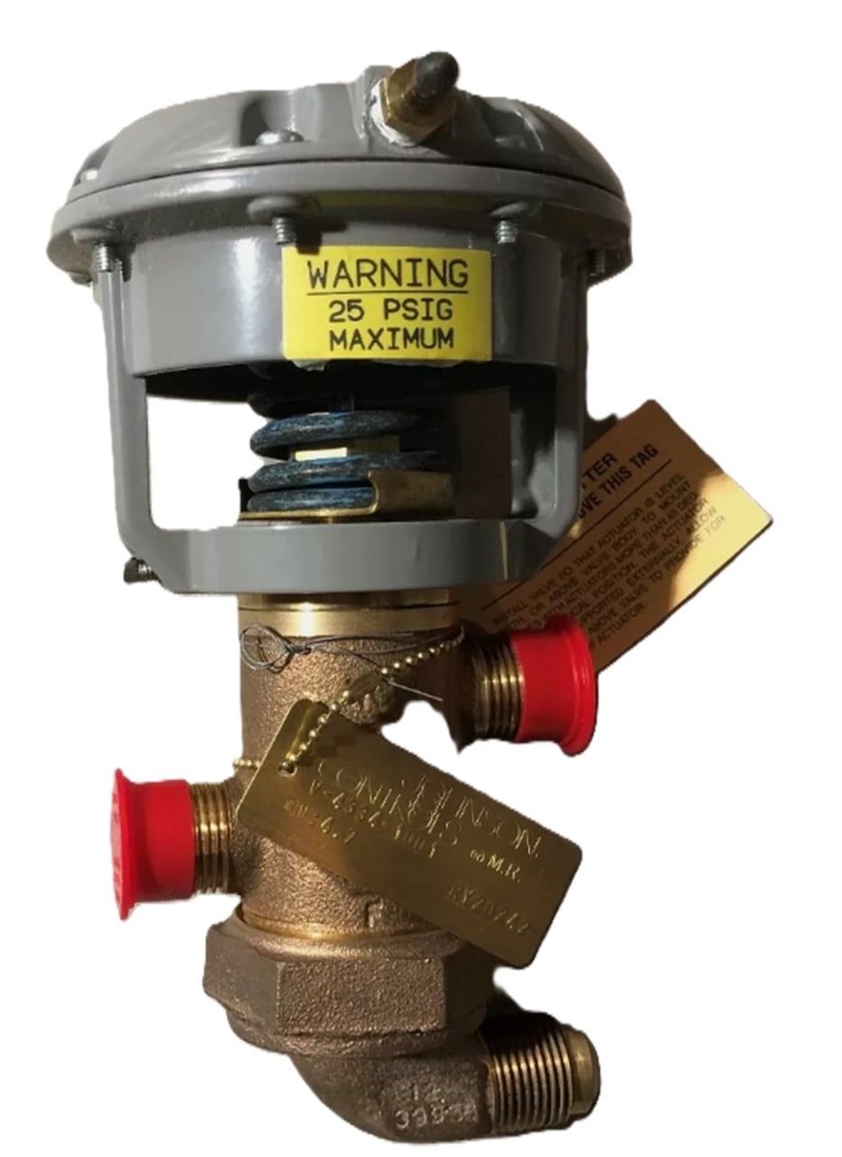 Johnson Controls V-4334-1001 5/8" 3-Way Mixing Flare Valve, 4-8 psig Range, Max CV 4.7, NEW