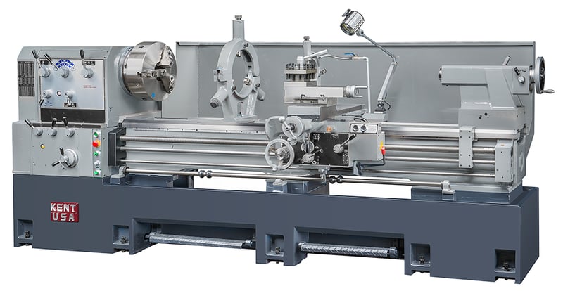 30" -44" x 80" -120" Kent #HW-30 Series, manual precision, 3-Jaw 15" chuck, 10-1000 RPM, #7MT, Steady Rest