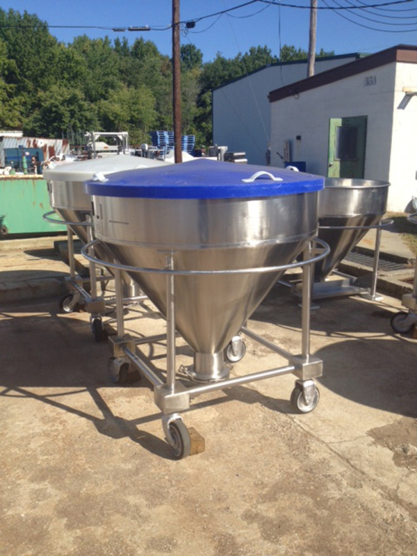 26 cu.ft., Utensco, 200 gallon 316 Stainless Steel totes, 54" diameter x 58" OAH, units have lift, (24