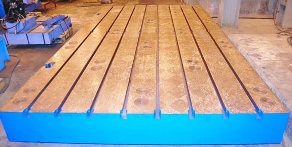 86" x 157" x 12", T-Slotted Floor Plate, leveling screws, new, #25274