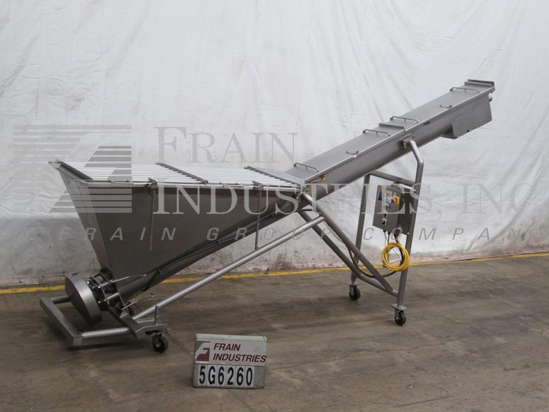 10" diameter x 12.6' long, Cozzini #CSC1014, 304 Stainless Steel, portable incline screw conveyor