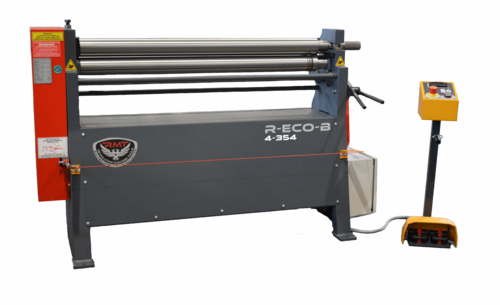 4' 0' x 14 gauge RMT #R-ECO-B-4-354, motorized initial pinch 3 roll plate roll, cast iron frame, magnetic