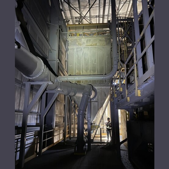 29,876 cfm Mikropul #Pulsaire-374RT-(6)-10-20-TR-C, Pulse Jet Dust Collector, (371) filter bags, 100 HP fan