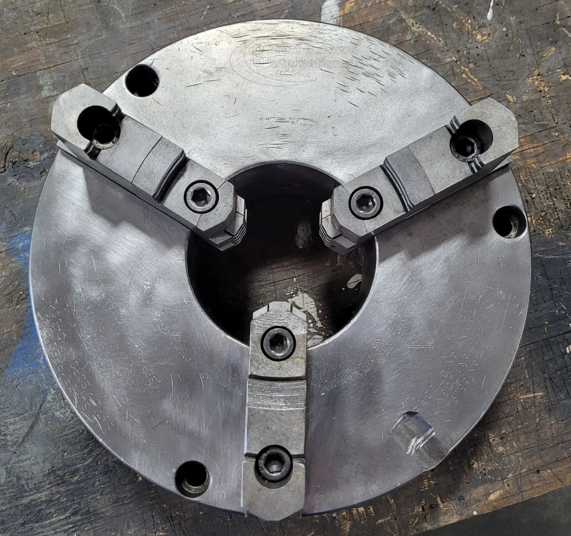 12" Pratt & Whitney Burnerd #9210-03215, 3-jaw scroll lathe chuck, plain back