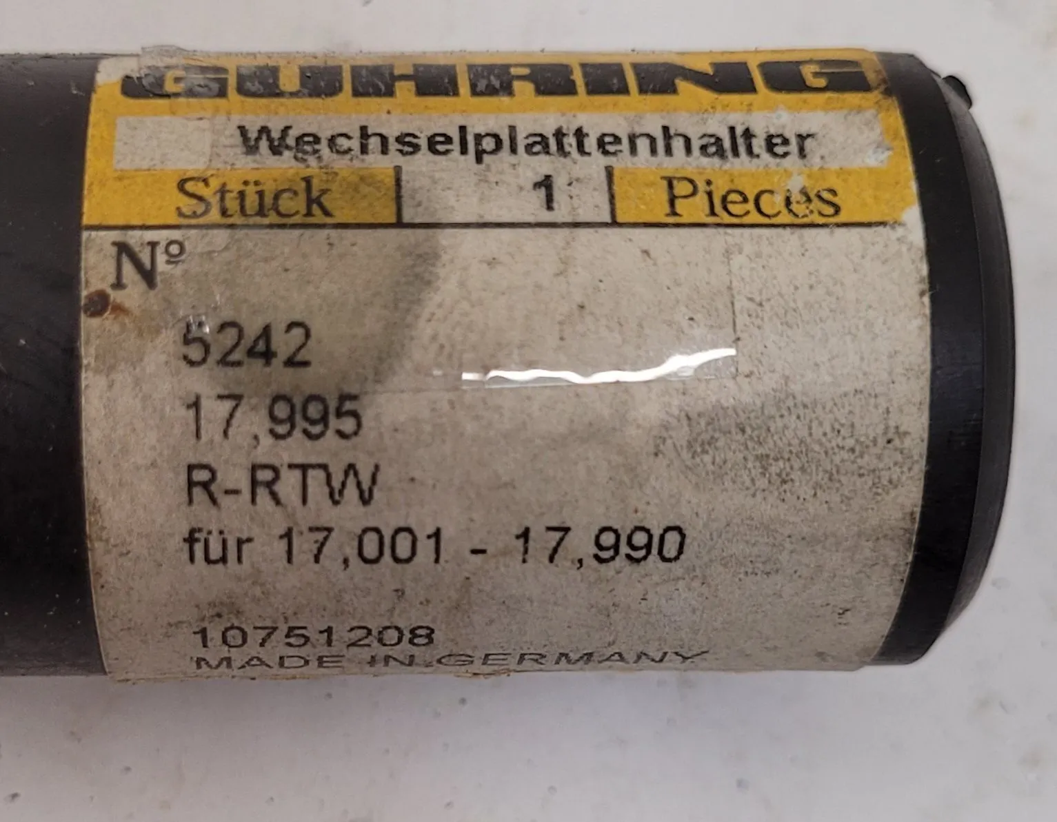 Guhring #5242-17995, indexable insert drill, 17.01 - 17.99 mm diameter range