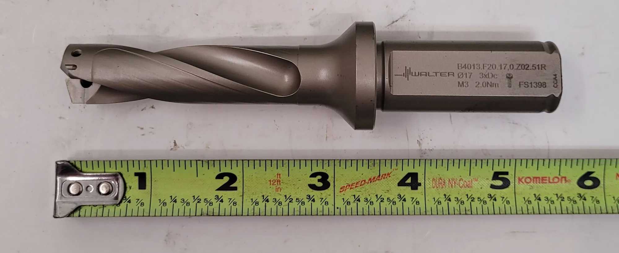 Walter #B4013.F20.17,0.Z02.51R, Xtra-Tec indexable insert drill, 17 mm diameter, right hand, 2 flutes