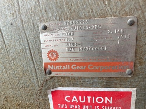 396 HP @ 1779 RPM, Nuttall Style #86R52226, 3807 RPM out, 2.14:1 ratio, 1.50 service factor