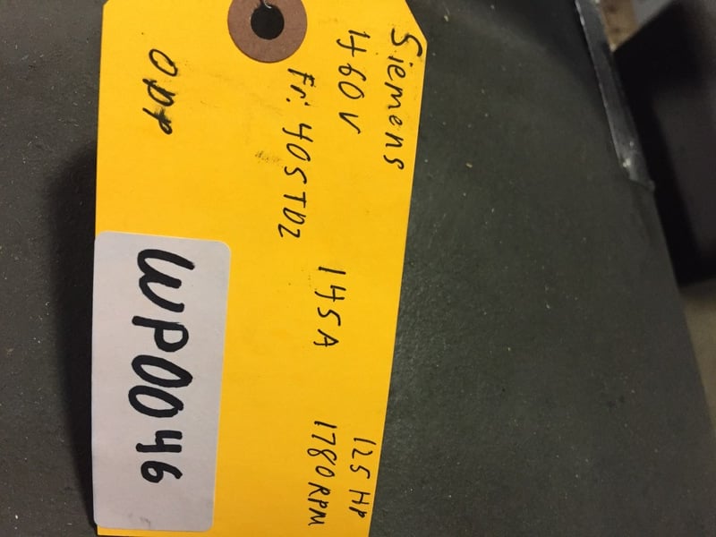 125 HP 1780 RPM Siemens, Frame 405TDZ, 145 amp, 460 Volts (2 available)