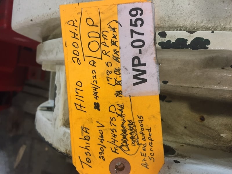 200 HP 1785 RPM Toshiba, Frame 445TSD, ODP, 444/222 amp, 230/460 Volts (2 available)
