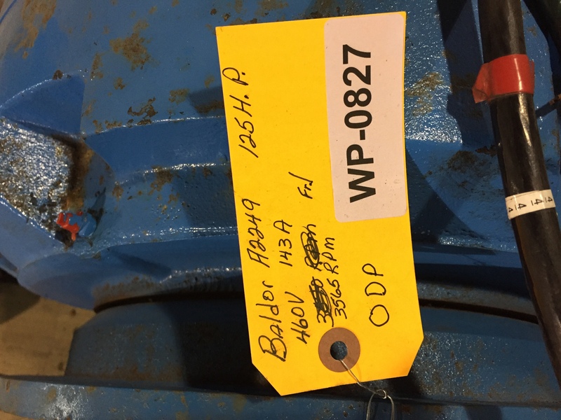 125 HP 3565 RPM Baldor, Frame 404TSC, ODP, 143 amp, 460 Volts