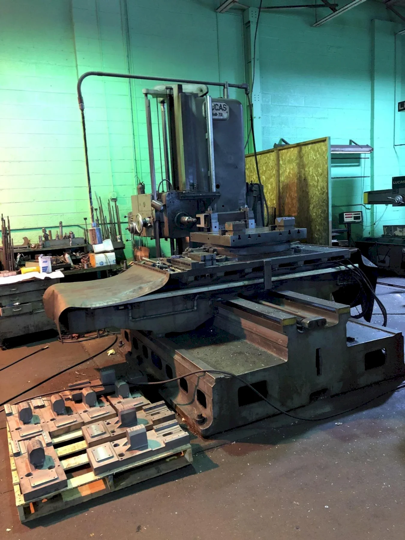 4" Lucas #441B-72, table type horizontal boring mill, 74" x42" tbl., 60" cross, 54" saddle, 60" vertical, 24"
