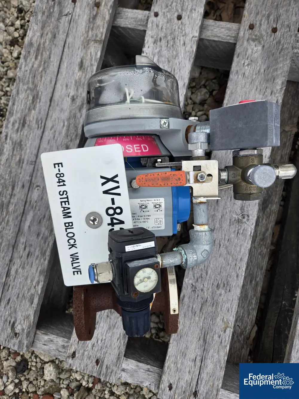 Pneumatic Valve, Stainless Steel, Jamesbury Valv-Powr #VPVL100SR4/5BD spring return actuator, Metso Quartz