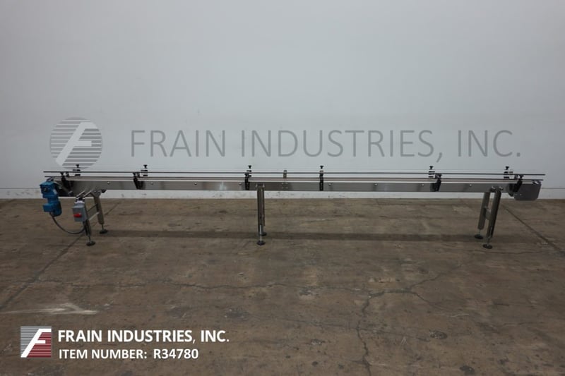 4 5 Wide X 19 5 Long Bmi Stainless Steel Frame Belt Conveyor Adjustable Guide Rails Mounted 4 Stainless Steel Leg Frame With Leveling Pads For Sale Surplus Record