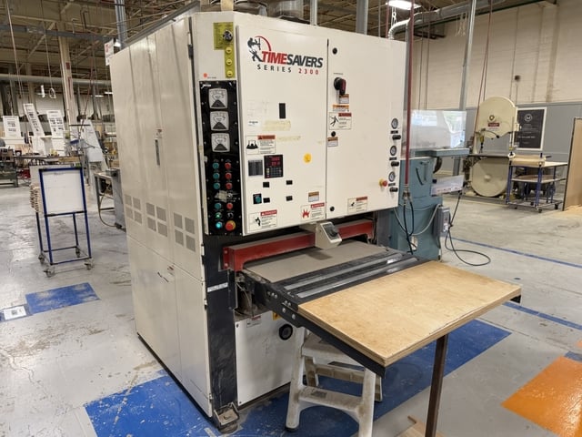 37" Timesavers #2331-23-001, 3-Head Wide Belt Sander, 5" max thickness, 37" x 75" belt, 25/20/15 HP, 15-45 - Image 1