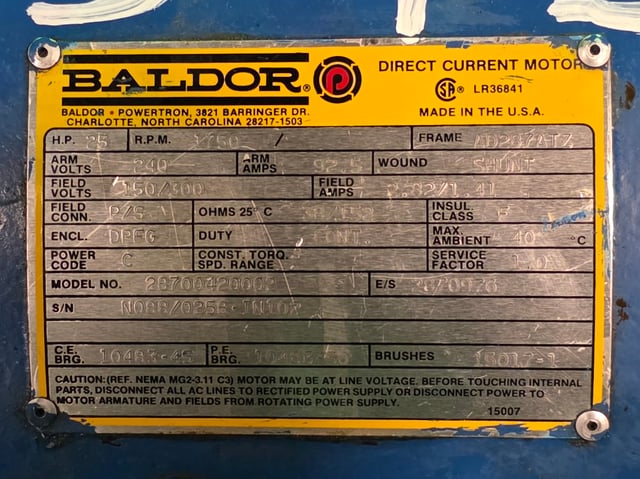 25 HP 1800 RPM Baldor, Frame 287ATZ, Drip-Proof Ball Bearing, 240 VA, 300/150 VF - Image 3