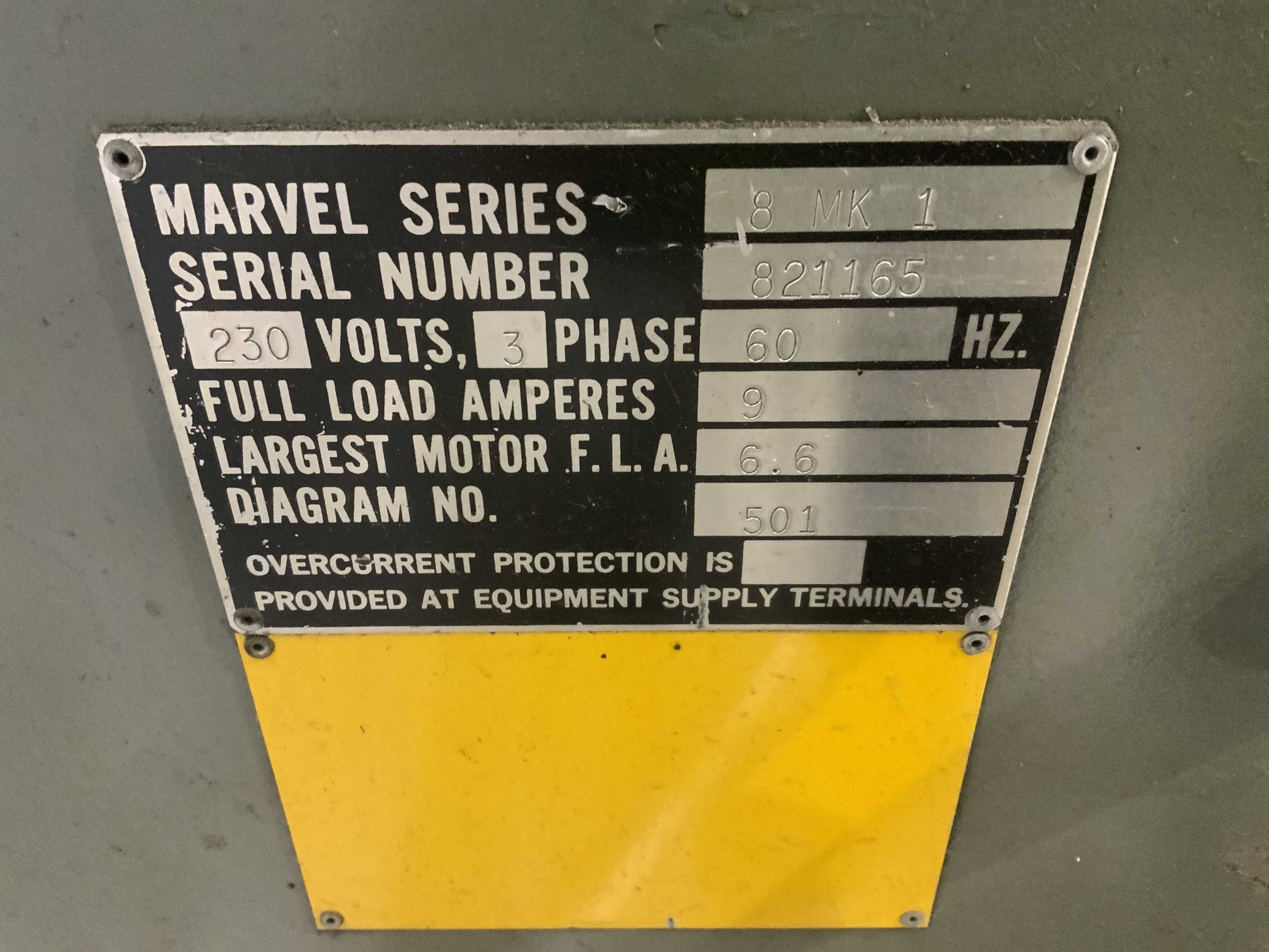 18" x 20" Marvel #Series-8-Mark-I, vertical tilt frame band saw, 1" blade, coolant with side pans, 2 HP, 1987 - Image 7