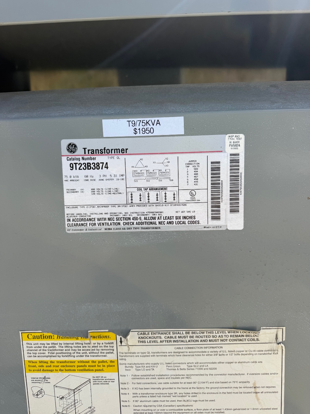 75 KVA 480 Primary, 208Y/120 Secondary - Image 6