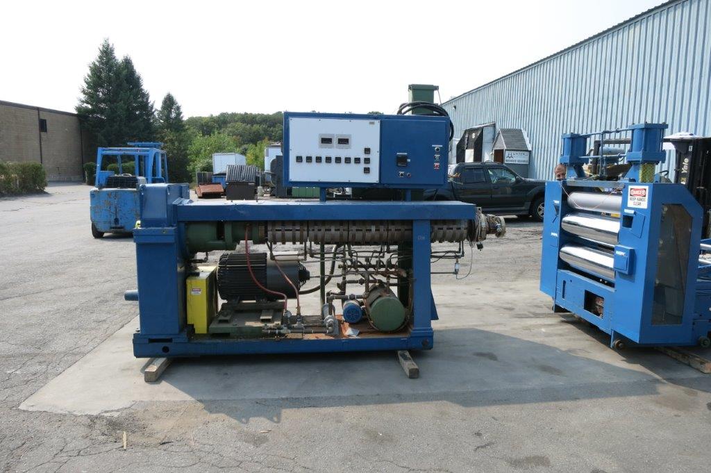 3.5" NRM #PM70, sheet extrusion line, 24:1 L/D, water cooled, 75 HP AC, 3-roll sheet stack, 41" wide chill - Image 1