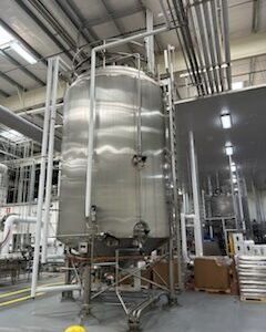 12000 gallon A & B Process, jacketed mix tank, 304L Stainless Steel, load cells, 3 HP mixer, spray balls, 2019 - Image 1