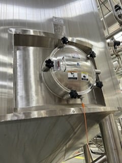 12000 gallon A & B Process, jacketed mix tank, 304L Stainless Steel, load cells, 3 HP mixer, spray balls, 2019 - Image 10
