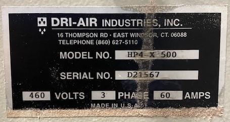 Dri-Aire #HP4-X-500, desiccant dryer, floor mount, 500 lb/hr, 3 HP Baldor, 460 V. - Image 2