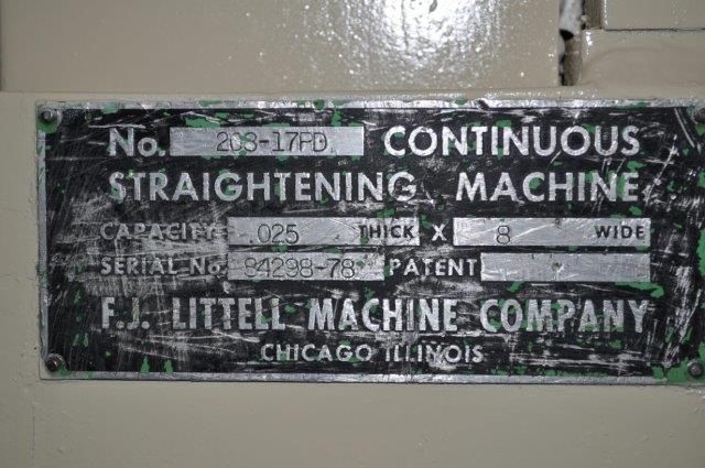 8" x .025" Littell #208-17PD, stock straightener, 17-rolls, 1.2" roll diameter, 1971, #13094J - Image 7