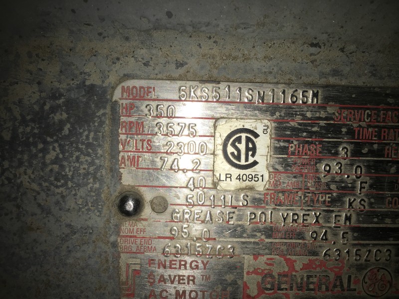350 HP 3575 RPM General Electric, Frame 5011LS, TEFC, 2300 Volts - Image 1