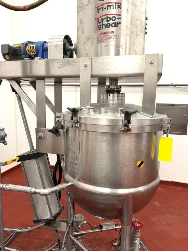 50 gallon Lee Industries #50D12T, Tri-Mix jacketed mix kettle, tilt-out agitation, full vacuum @ 260&deg;F, 40 - Image 4