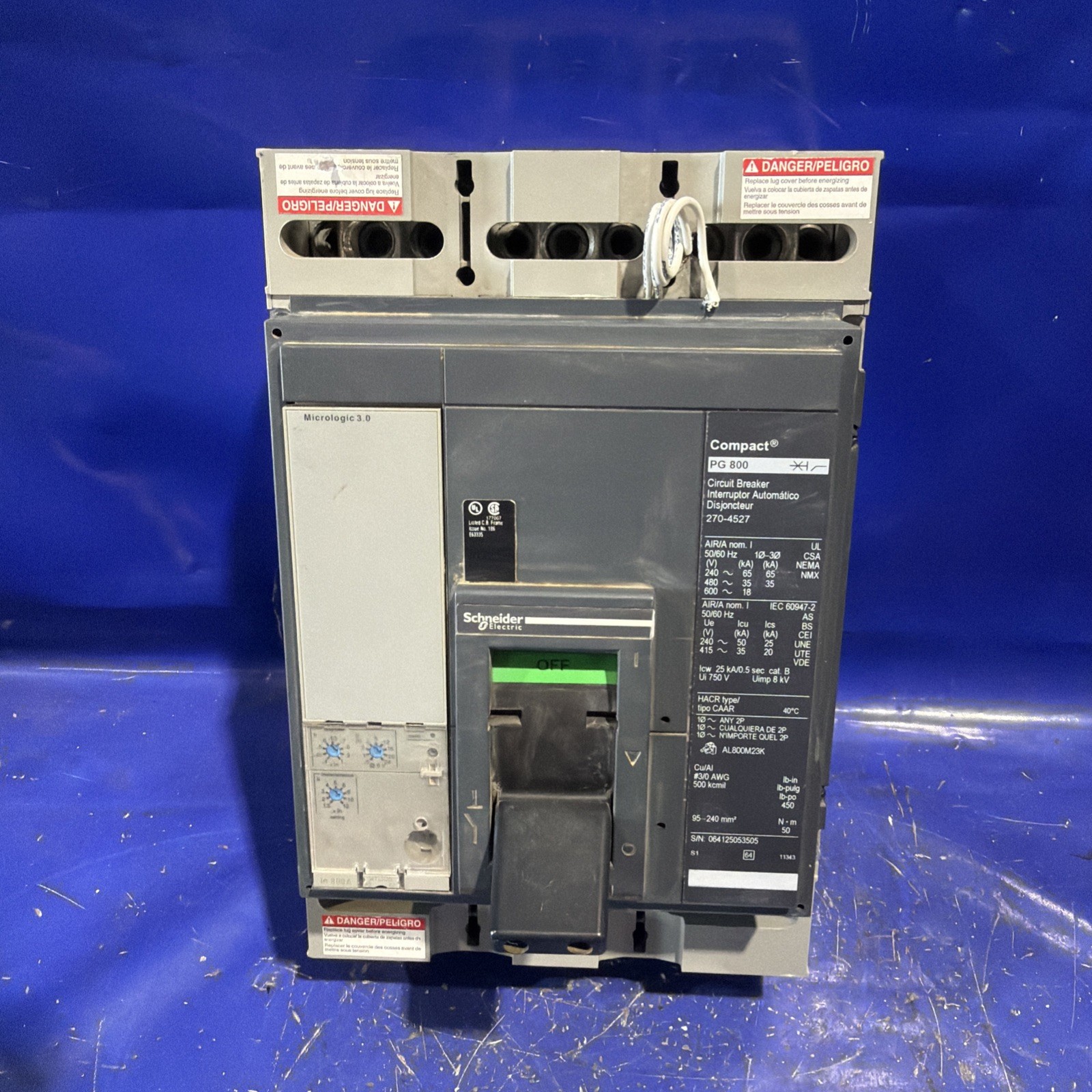 800 Amps, Schneider Electric Compact #PG800, circuit breaker, 3-pole, 18kA, 600 Volts - Image 3