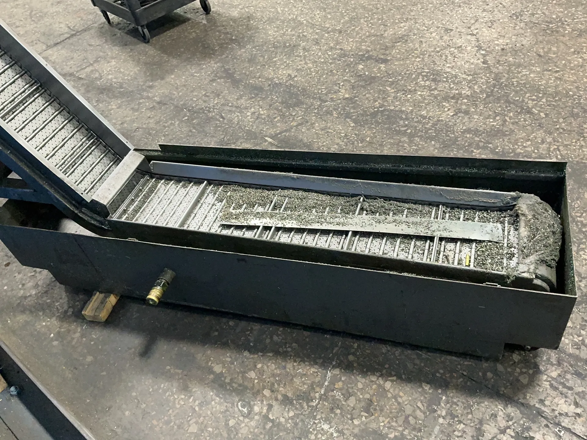 12" wide x 98" long, Turbo Conveyor #6475-8533, chip conveyor, 54" flat length, 44" chute rise, 15" flat - Image 3