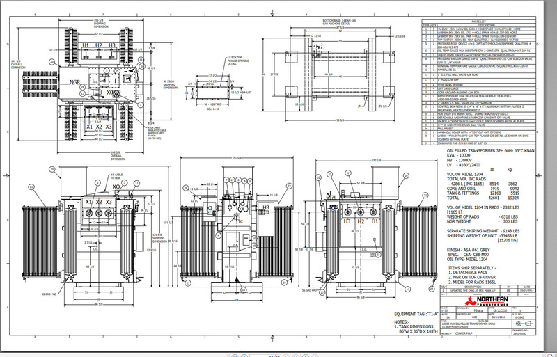 10,000 KVA 13800 Primary, 4160Y/2402 Secondary, Northern Transformer, KNAN Sealed Oil Padmount Transformer - Image 4