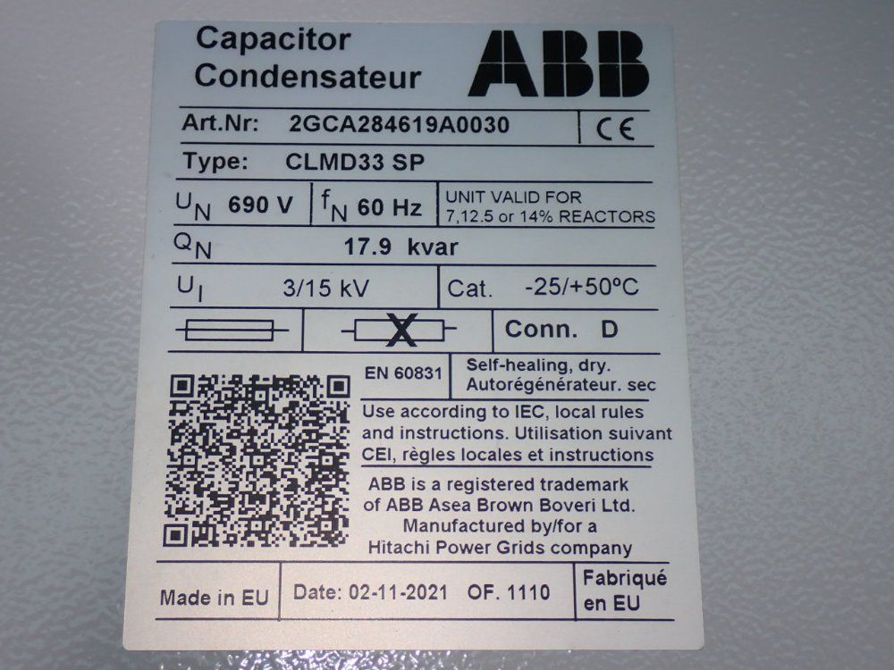 ABB #2GCA284619A0030, CLMD33 SP Capacitor Pair (4 available) - Image 4