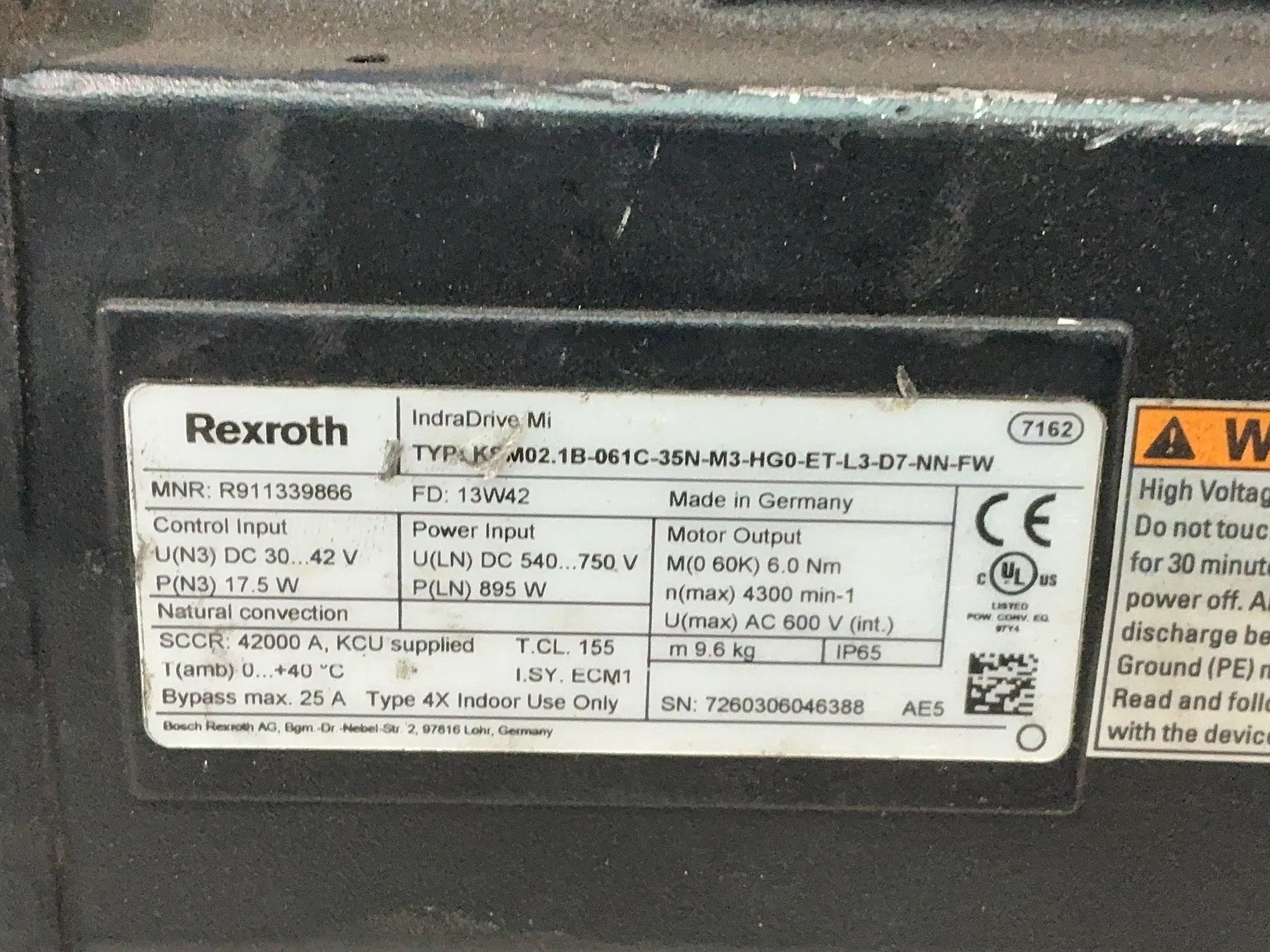 Rexroth #KSM02.1B-061C-35N-M3-HG0-ET-L3-D7-NN-FW, Servo Motor - Image 2