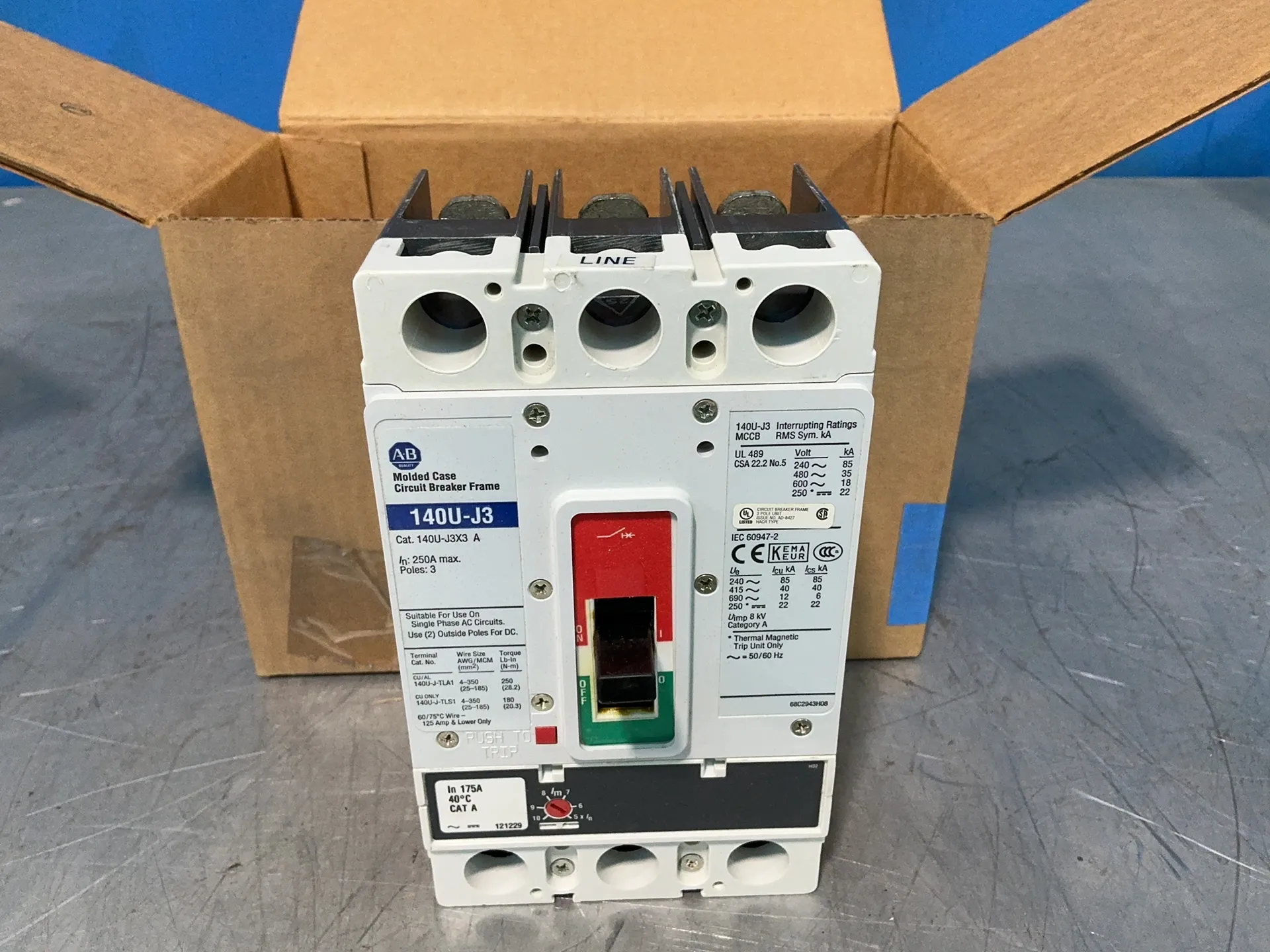 250 Amps, Allen-Bradley #140U-J3D3-D17, Series A molded case circuit breaker assembly, 3-pole, 35 KA @ 480 - Image 2