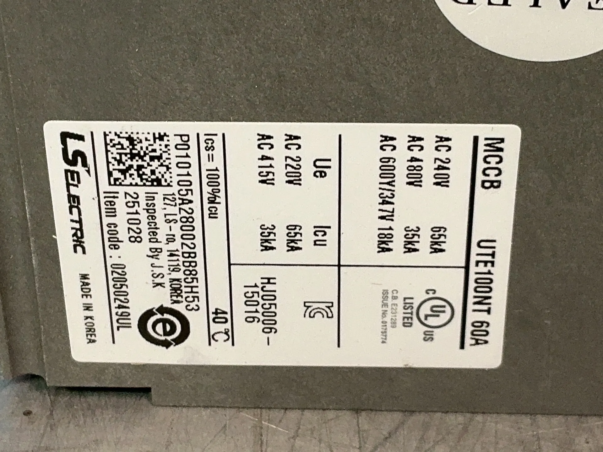 60 Amps, Leroy Somer Electric #02050249UL, molded case circuit breaker, LOT of 4, new - Image 6