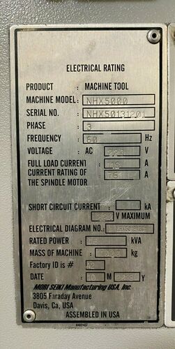 DMG, Mori Seiki #NHX-5000, CNC horizontal machining center, 40 automatic tool changer, 28.7" X, 28.7" Y - Image 10