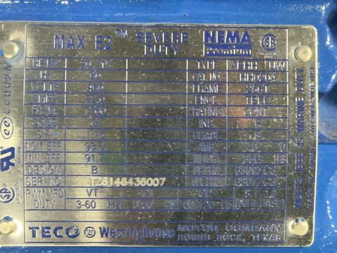 20 HP 1760 RPM Westinghouse #HH0204, Frame 256T, 23.0 A, 3 phase, 60 Hz, 460 Volts - Image 5