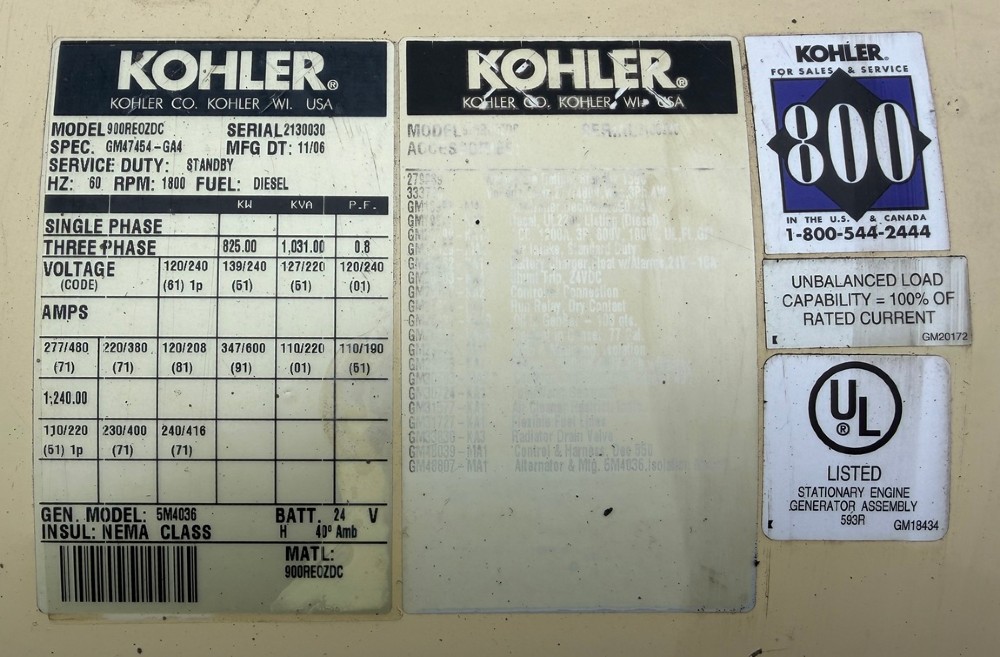 825 kw Kohler / DDC MTU Diesel Generator - Image 6