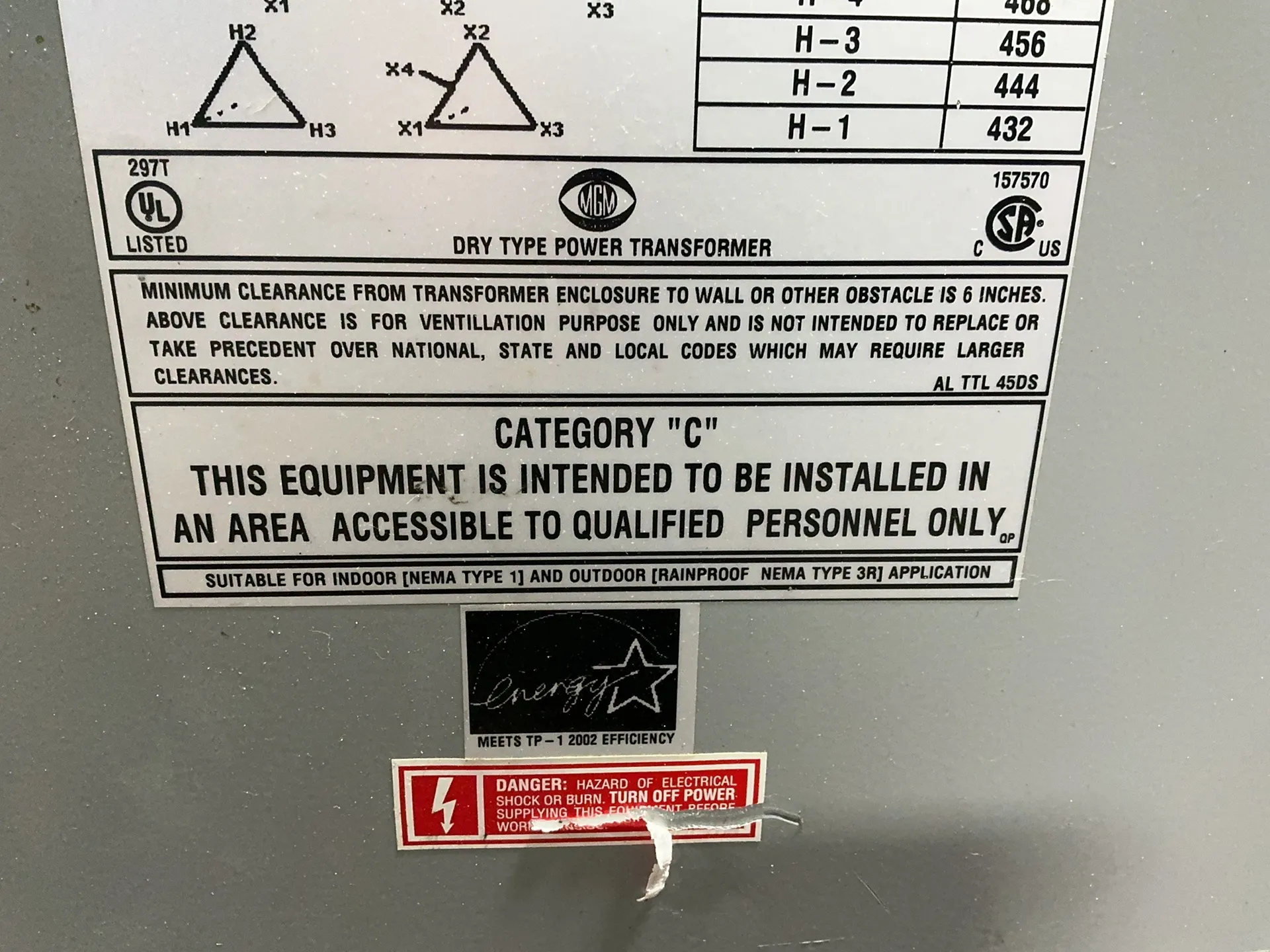 45 KVA 480 Primary, 240/120 Secondary, MGM HT45A3K2SH, dry type transformer, 3PH - Image 3